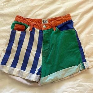BDG retro denim shorts💚🧡💙🤍
